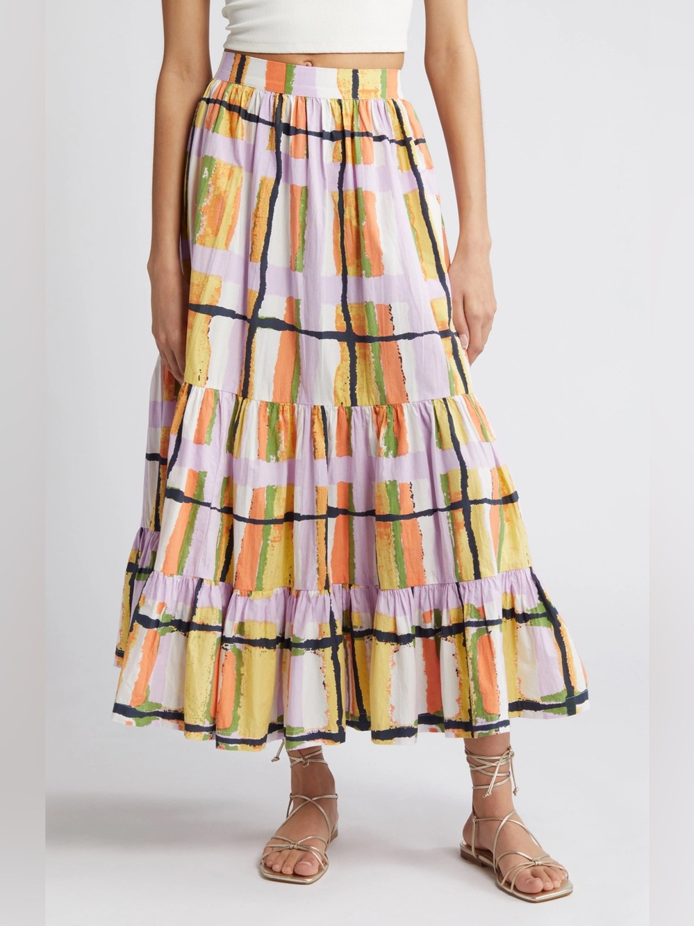 Cleobella Henrietta Ankle Skirt Manika Print Organic Cotton Boho S